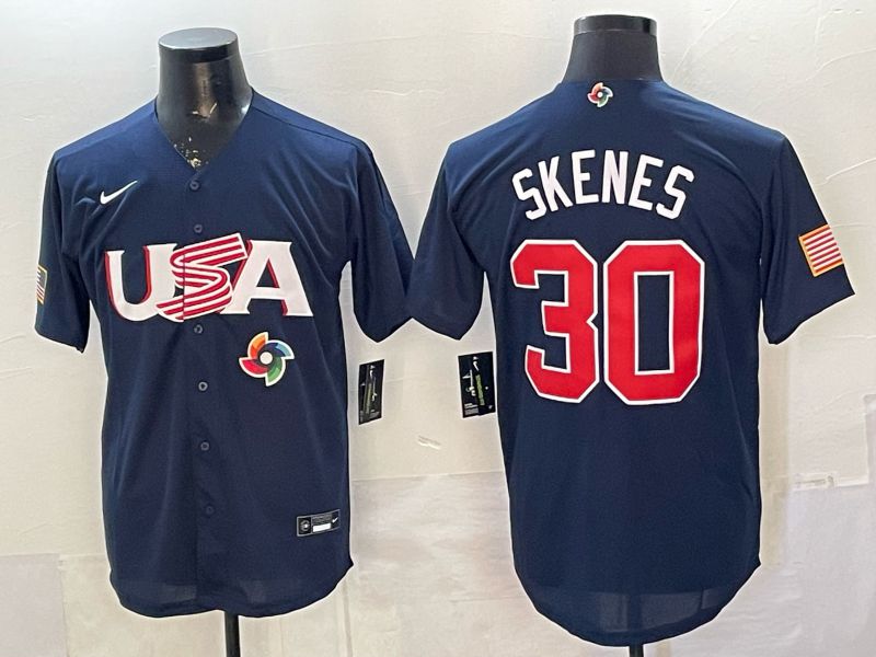 Men 2026 World Cub USA #30 Skenes blue Nike MLB Jersey style 02
